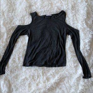 gray cold shoulder sweater